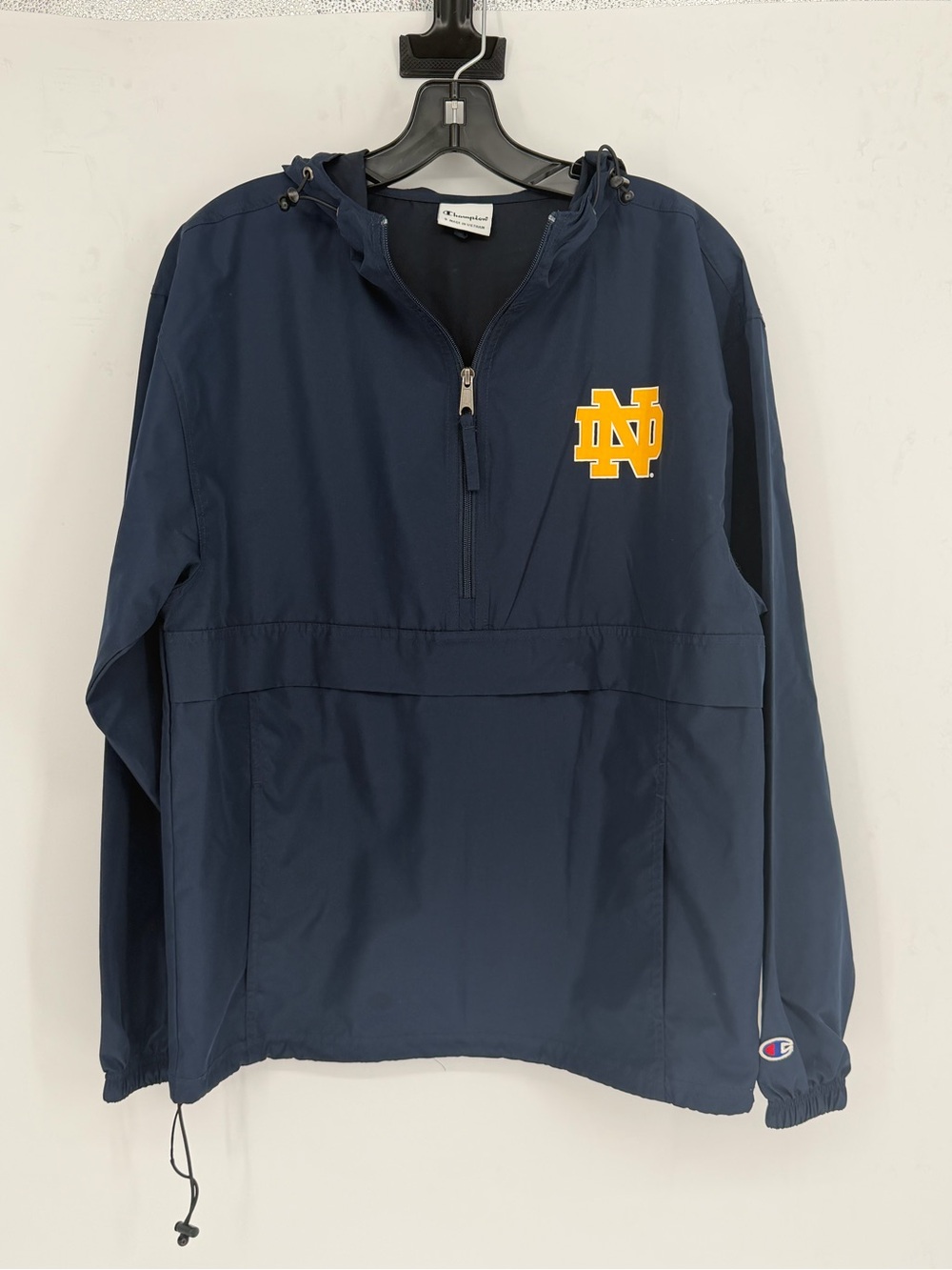 Champion Notre Dame Fighting Irish navy blue quarter-zip windbreaker jacket